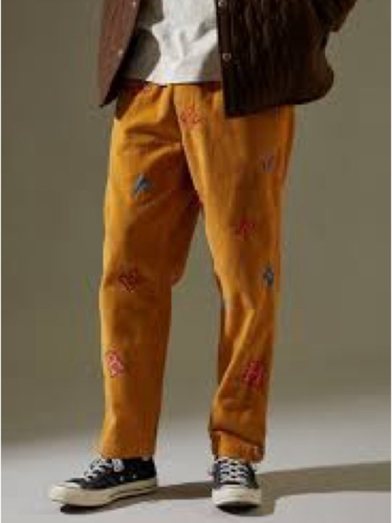 Urban Outfitters Other - Urban Outfitters Mustard Corduroy Pants with Multicolor Embroidery